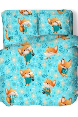 КПБ ЛИСИЧКИ поплин 1,5 сп синий