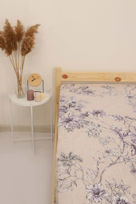 Простыня на резинке перкаль Цветущая лиана сирень