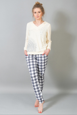 Женский домашний костюм с брюками и кофтой 184 бежевый